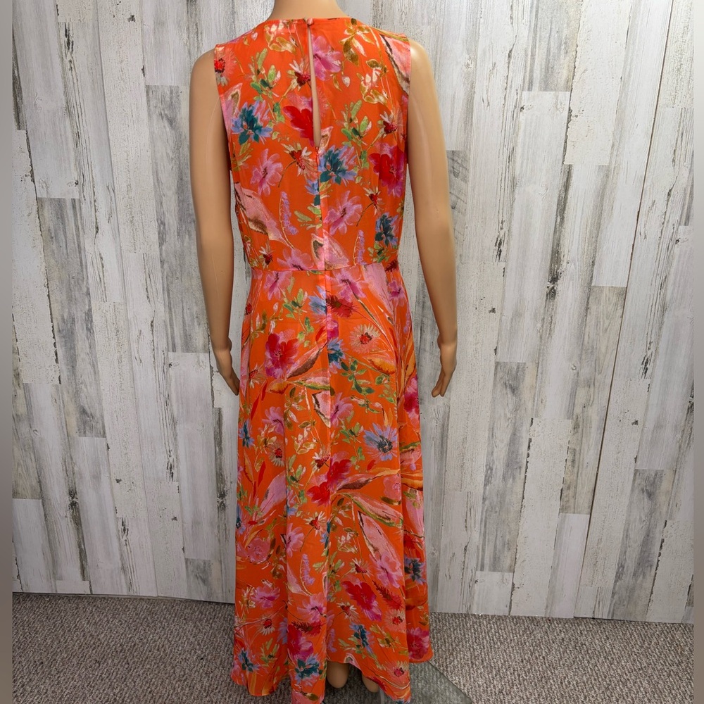 Calvin Klein Floral Orange Sleeveless High Low Maxi Dress - Picture 7 of 10